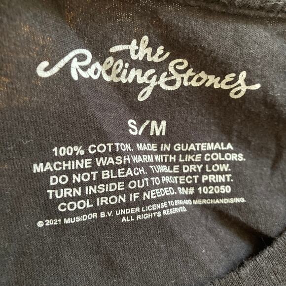 The Rolling Stones Tshirt Mens Small Black Pink Blue Hippie Floral - Picture 5 of 10